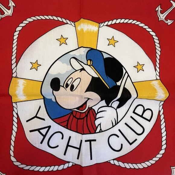 Vintage Disney Mickey Mouse Yacht Club Bandana Scarf Captain Resort Nautical USA - Picture 10 of 12